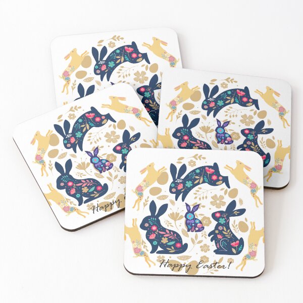 Item preview, Floral Easter Bunny Circle Elegant Spring Folk Art Happy Easter Design designed and sold by Vibe Candy studio..