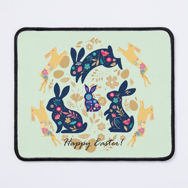 Item preview, Floral Easter Bunny Circle Elegant Spring Folk Art Happy Easter Design designed and sold by Vibe Candy studio..