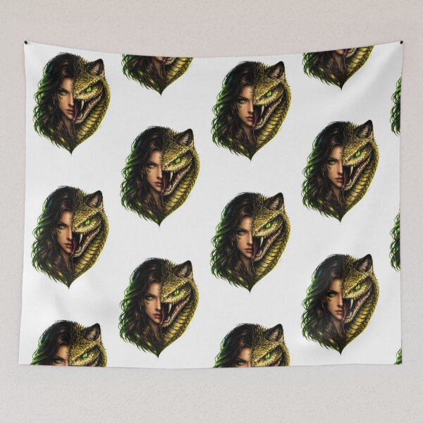 Item preview, Half Woman Half Snake Neon Fusion – Dark Fantasy Streetwear Sticker designed and sold by KrishAuraa.