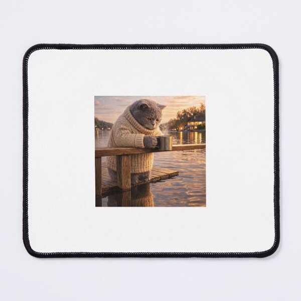Item preview, Lonely Cat by the Lake at Sunset designed and sold by LovelyCatGalaxy.