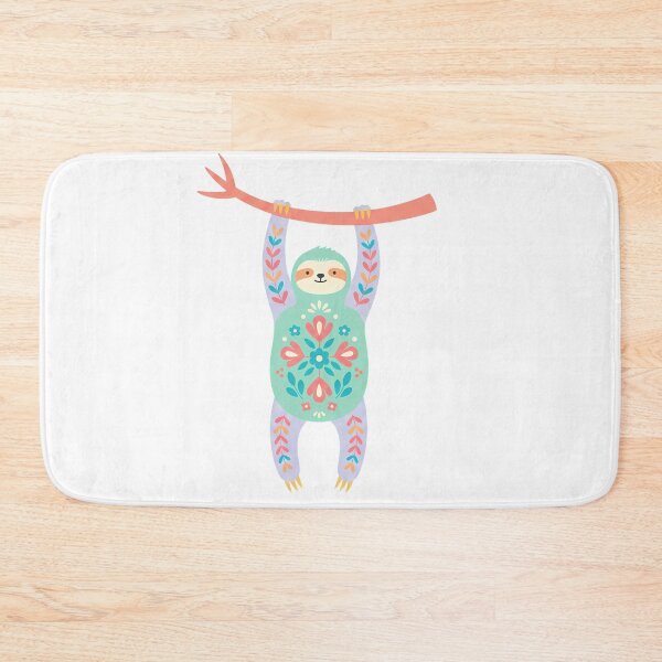 Item preview, Floral Folk Art Sloth Hanging from a Branch – Scandinavian Folk Art by heidiannemorris © designed and sold by FOLK ART FUSION by heidiannemorris.