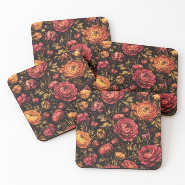 Item preview, Dark Buttercup Floral Pattern designed and sold by Velvet Botanica Atelier.