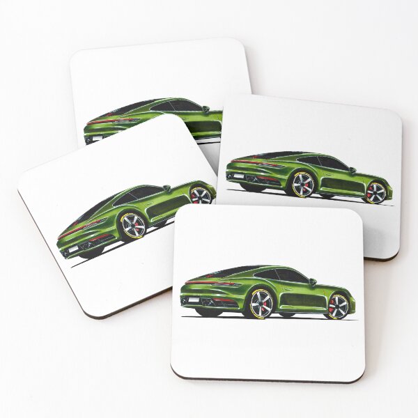 Item preview, Dibujo exclusivo del legendario deportivo verde 911 Carrera Coupé Tipo 992 con motor bóxer. designed and sold by Cars23.