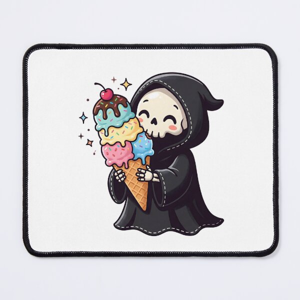 Item preview, Cute Grim Reaper Happily Eating A Giant Colorful Ice Cream designed and sold by Kvarny.
