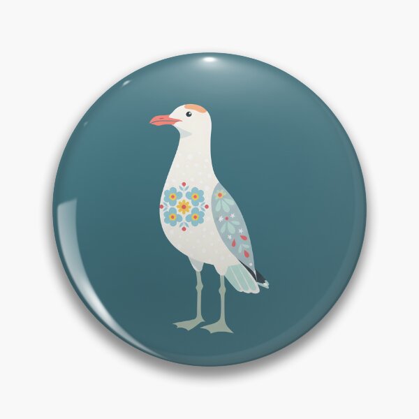 Item preview, Floral Folk Art Seagull – Scandinavian Folk Art by heidiannemorris © designed and sold by FOLK ART FUSION.