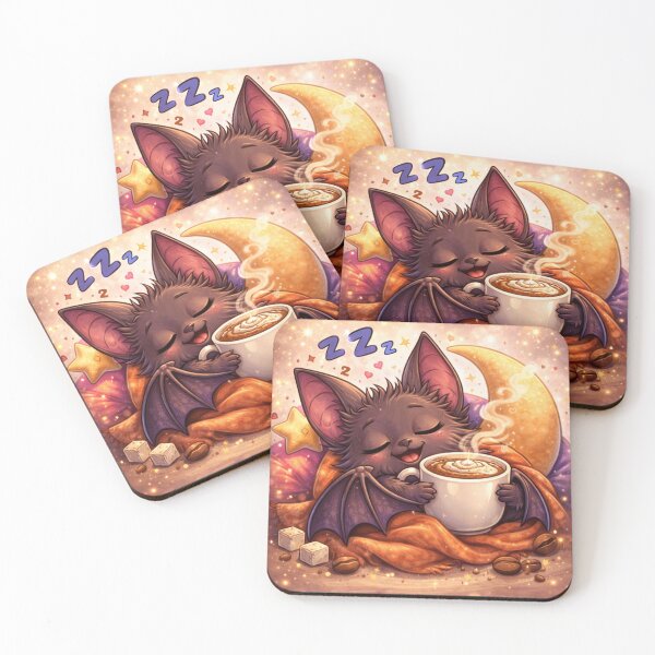 Item preview, Sleepy Coffee Lover Bat designed and sold by AureliasDesignStudio.