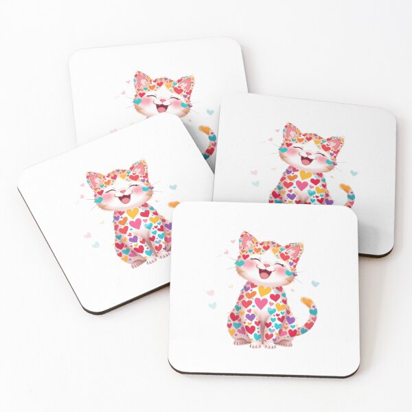 Item preview, A Cute Kitten Covered in Brightly Coloured Hearts designed and sold by Soulstar Designs.