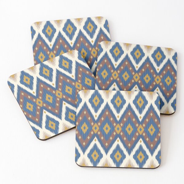 Item preview, Ikat Geometric Seamless Pattern in Blue Brown and Yellow Illustration designed and sold by PAWIRADA.