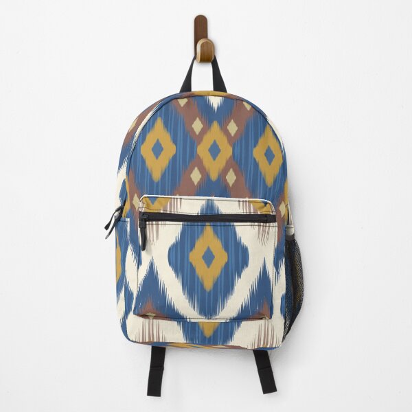 Item preview, Ikat Geometric Seamless Pattern in Blue Brown and Yellow Illustration designed and sold by PAWIRADA.