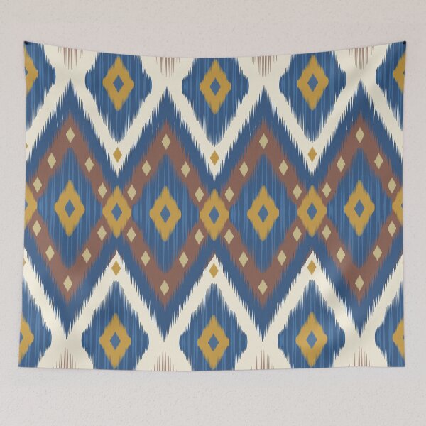 Item preview, Ikat Geometric Seamless Pattern in Blue Brown and Yellow Illustration designed and sold by PAWIRADA.