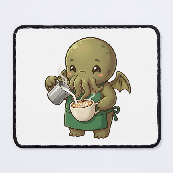 Item preview, Cute Chibi Cthulhu Barista Pouring Latte Art Coffee designed and sold by Kvarny.