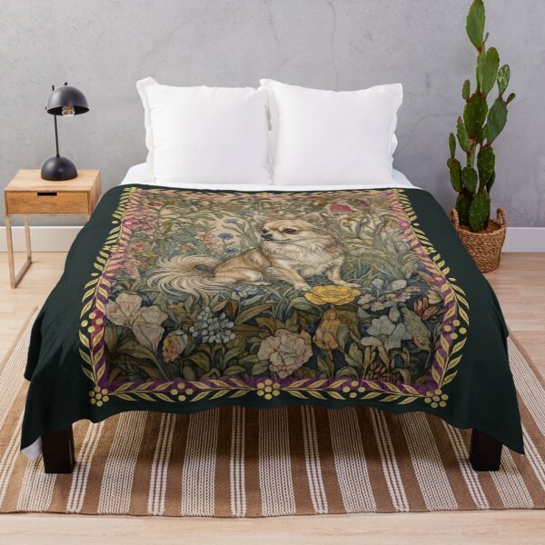 Item preview, Longhaired Fawn Chihuahua in an Old English Garden designed and sold by AntiqueImages.