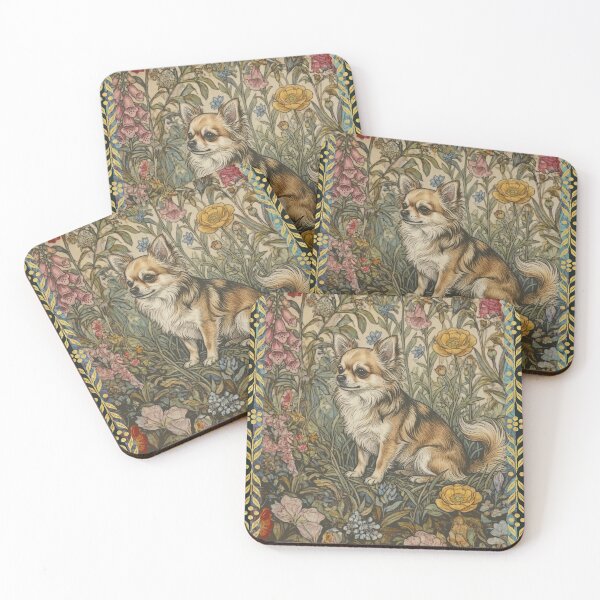 Item preview, Sable Fawn Chihuahua in an Old English Garden designed and sold by AntiqueImages.