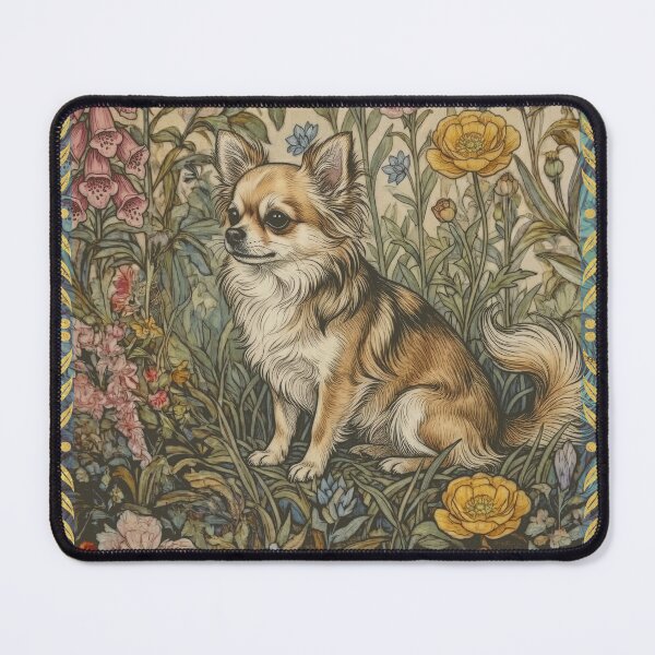 Item preview, Sable Fawn Chihuahua in an Old English Garden designed and sold by AntiqueImages.