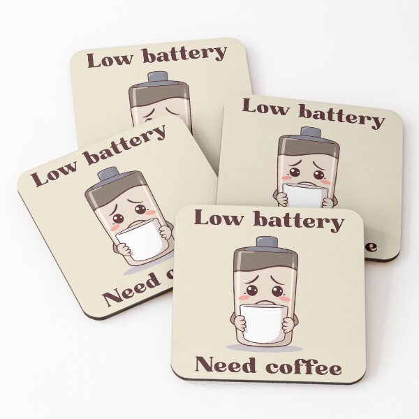 Item preview, Low Battery Need Coffee – Funny Tired Coffee Lover Design designed and sold by Freedz14.