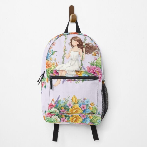 Item preview, Serene Girl Swinging Among Spring Flowers – Soft Aesthetic Illustration designed and sold by Y-MOONSTAR.