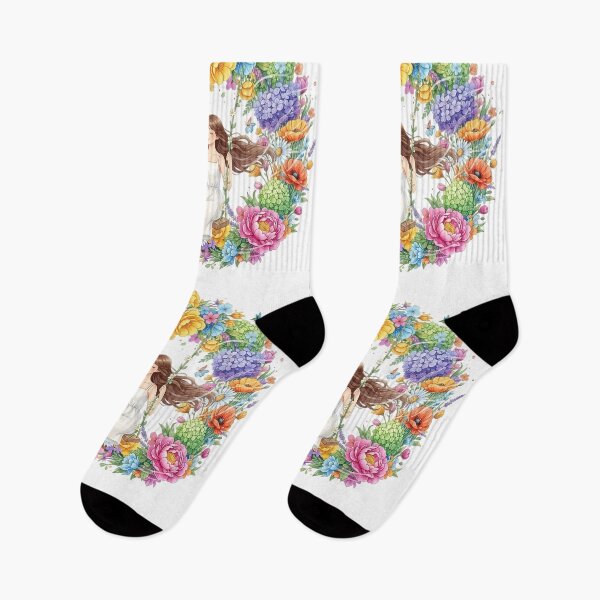 Item preview, Serene Girl Swinging Among Spring Flowers – Soft Aesthetic Illustration designed and sold by Y-MOONSTAR.