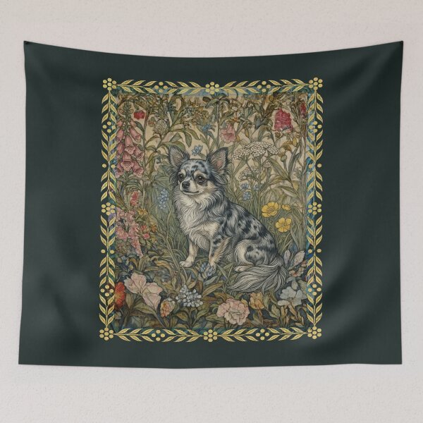 Item preview, Sweet Merle Chihuahua in an Old English Garden designed and sold by AntiqueImages.
