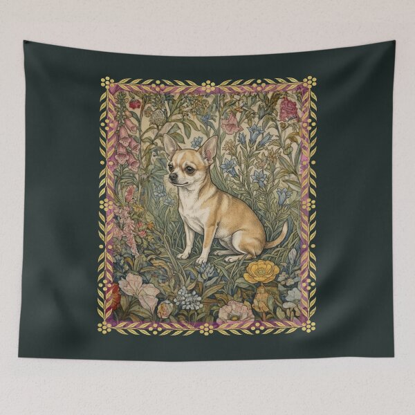 Item preview, Perky Fawn Chihuahua in Vintage English Garden designed and sold by AntiqueImages.