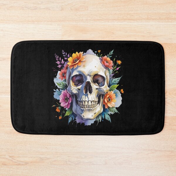 Item preview, Watercolor skull and flowers designed and sold by Tragedyshop.