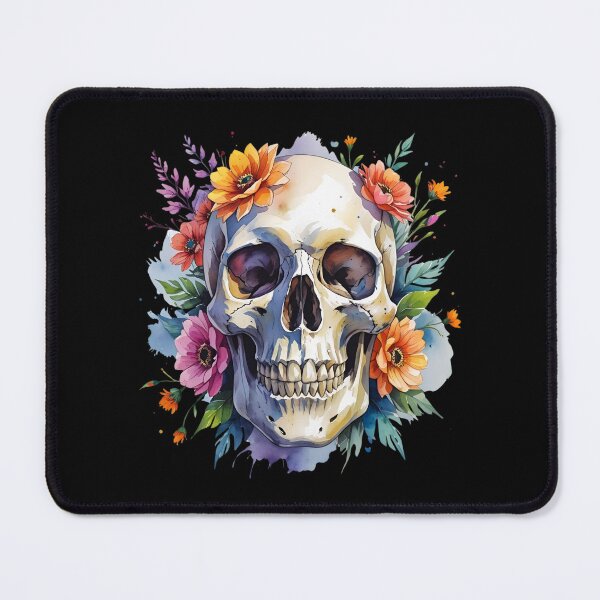 Item preview, Watercolor skull and flowers designed and sold by Tragedyshop.