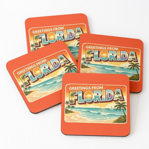 Item preview, Greetings from Florida - Retro Vintage Style Beach Palm Trees Scene designed and sold by Destinations Souvenirs.