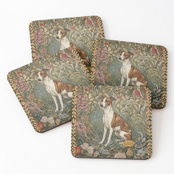 Item preview, Red and White Italian Grehound or Whippet Vintage designed and sold by AntiqueImages.
