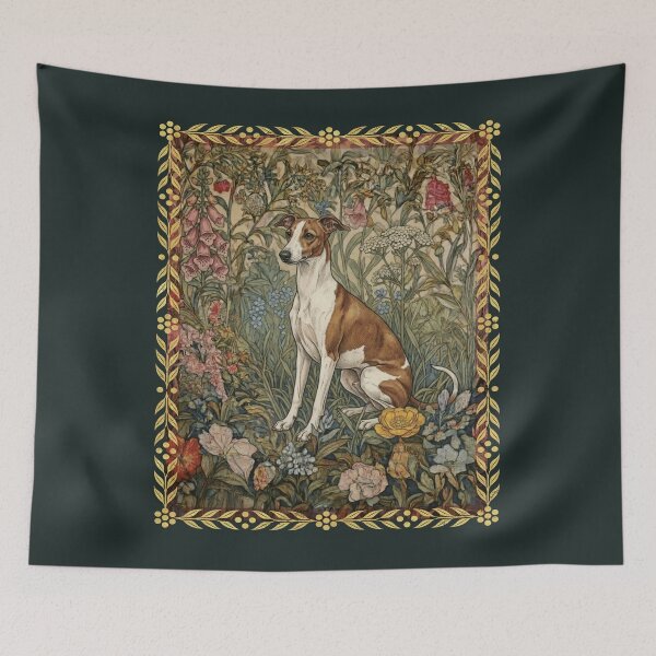 Item preview, Red and White Italian Grehound or Whippet Vintage designed and sold by AntiqueImages.
