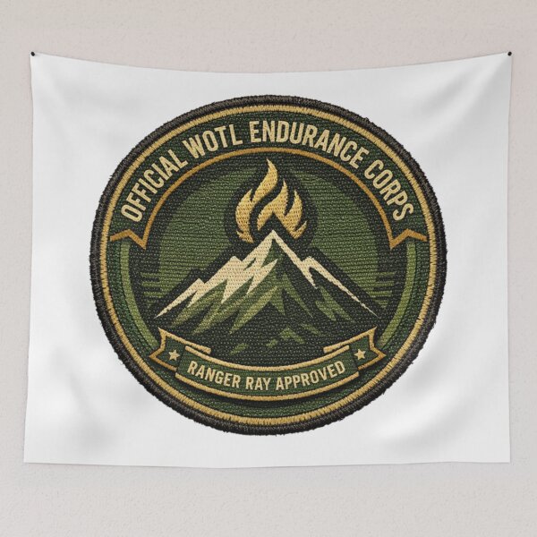 Item preview, WOTL Endurance Corps – Mountain Peak Merit Badge (Ranger Ray Approved) designed and sold by Black Infinite Worlds.