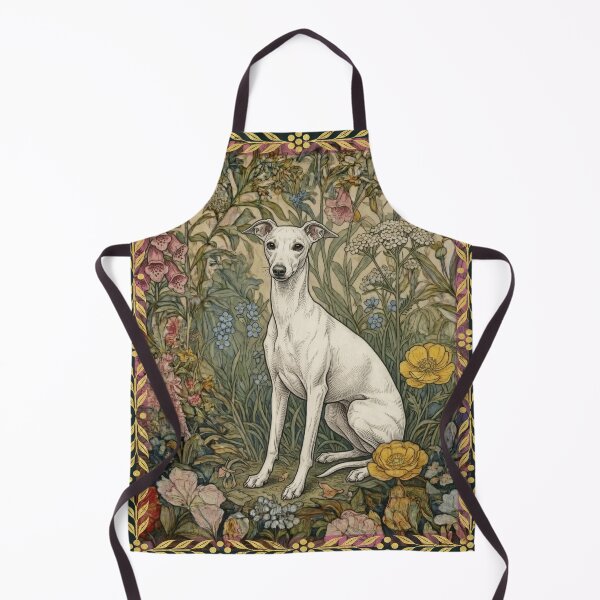 Item preview, Sweet White Italian Greyhound in an Old English Garden designed and sold by AntiqueImages.