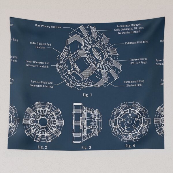 Item preview, Futuristic Arc Reactor Blueprint Design | Sci-Fi Energy Core Diagram | Tech Schematic Art Print designed and sold by Dyan4.