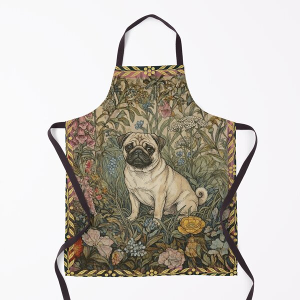 Item preview, Cute Fawn Pug in a William Morris Style Garden designed and sold by AntiqueImages.