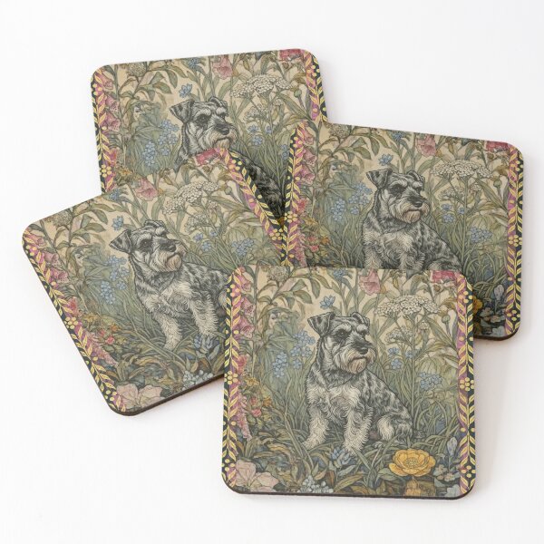 Item preview, Sweet Salt and Pepper Schnauzer in English Garden designed and sold by AntiqueImages.