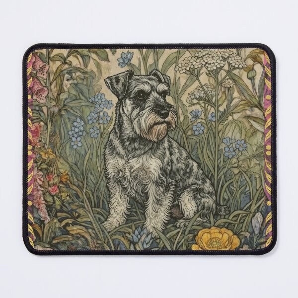 Item preview, Sweet Salt and Pepper Schnauzer in English Garden designed and sold by AntiqueImages.