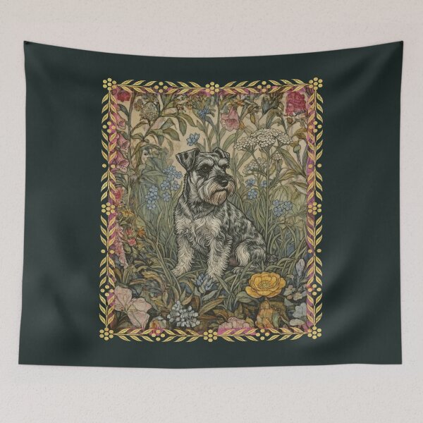 Item preview, Sweet Salt and Pepper Schnauzer in English Garden designed and sold by AntiqueImages.