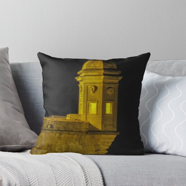 Item preview, Illuminated Stone Fortress Watchtower At Night Over Coastal Wall With Historic Turret And Lamp designed and sold by Nmallia.