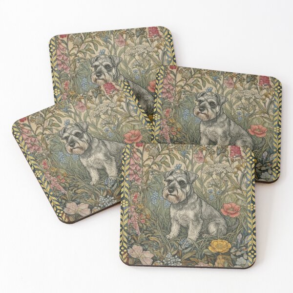 Item preview, Sweet Salt & Pepper Schnauzer in English Garden designed and sold by AntiqueImages.