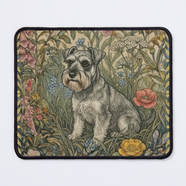 Item preview, Sweet Salt & Pepper Schnauzer in English Garden designed and sold by AntiqueImages.