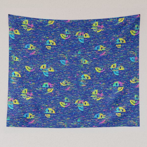 Item preview, Glitchcore positivity upbeat colorful 2026 seamless pattern designed and sold by The Nichecore Trend Store.