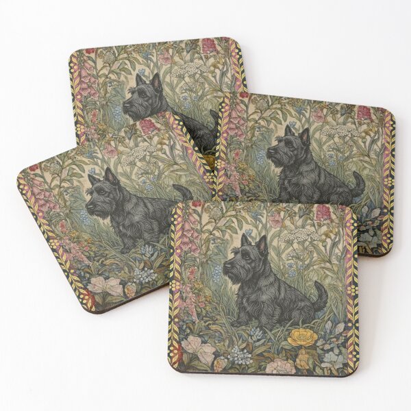 Item preview, Black Scottish Terrier in an Old English Garden designed and sold by AntiqueImages.