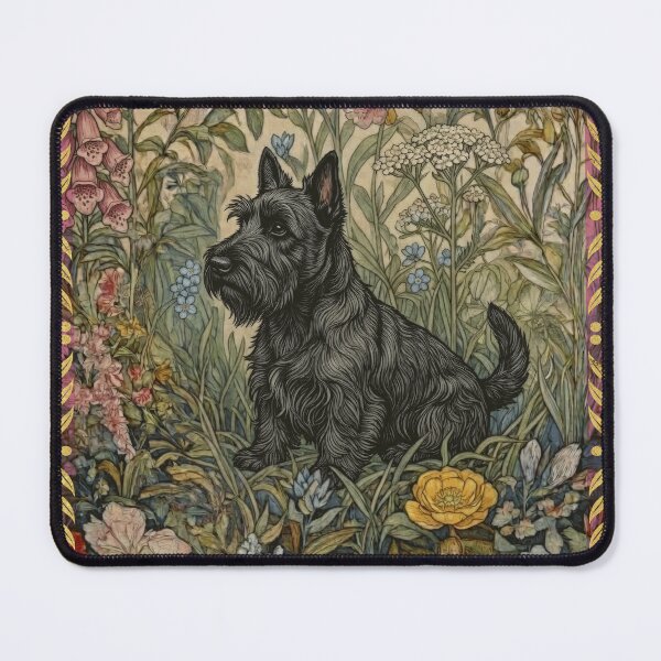 Item preview, Black Scottish Terrier in an Old English Garden designed and sold by AntiqueImages.