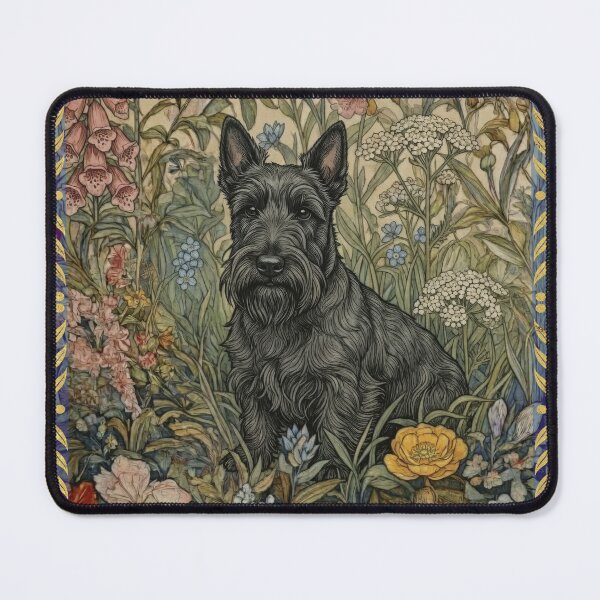 Item preview, Sweet Black Scottish Terrier in an English Garden designed and sold by AntiqueImages.