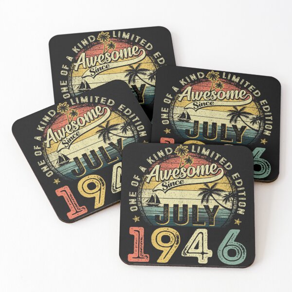 Item preview, Awesome Since July 1946 Limited Edition Retro 80th Birthday Vintage Sunset Style designed and sold by NgumohaLanke.