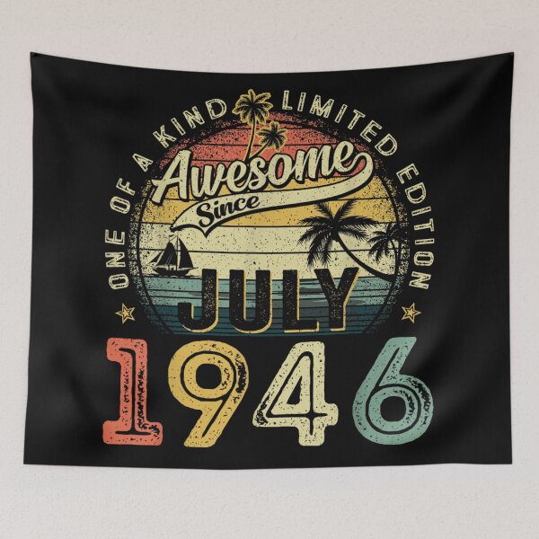 Item preview, Awesome Since July 1946 Limited Edition Retro 80th Birthday Vintage Sunset Style designed and sold by NgumohaLanke.