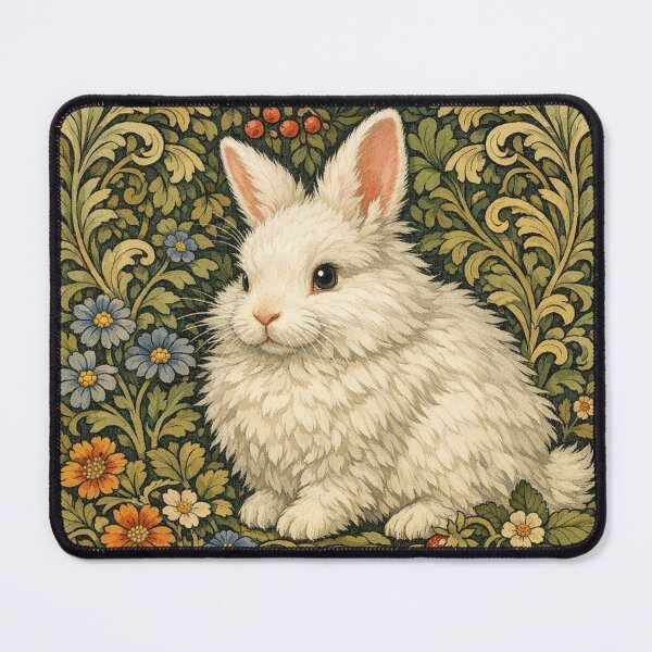 Item preview, Vintage white rabbit art nouveau botanical designed and sold by hollycooper.