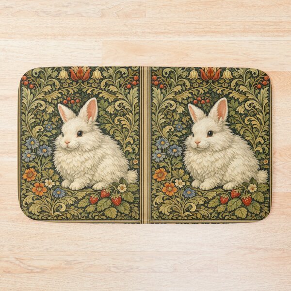 Item preview, Vintage white rabbit art nouveau botanical designed and sold by hollycooper.