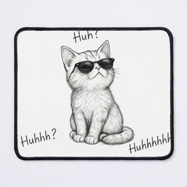 Item preview, Confused Cat “Huh?” Sketch Sticker – Funny Meme Kitten with Sunglasses Aesthetic Design designed and sold by IconicDesignsXd.