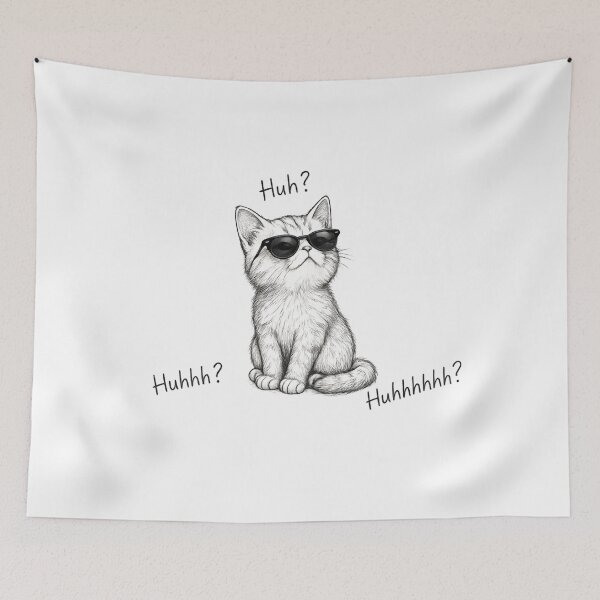 Item preview, Confused Cat “Huh?” Sketch Sticker – Funny Meme Kitten with Sunglasses Aesthetic Design designed and sold by IconicDesignsXd.