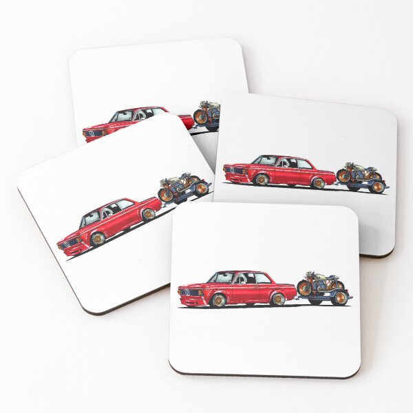 Item preview, Exclusive drawing legendary germany red compact car 2002 E20 Turbo transporter custom motorcycle R75 designed and sold by Cars23.