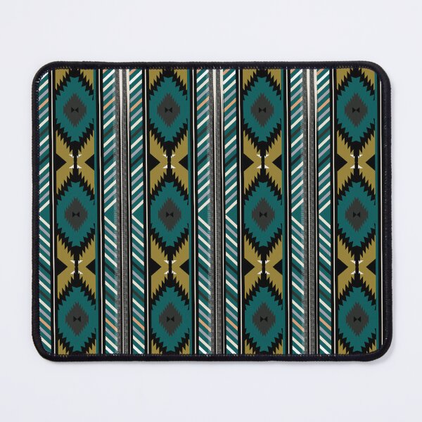 Item preview, Emerald and gold vertical tribal stripe pattern designed and sold by AdesignbyG.